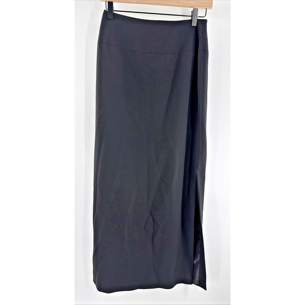 Vtg Brooks Brothers Wool Maxi Skirt Slit Lined Black Sz 4 Preppy Grunge 90's